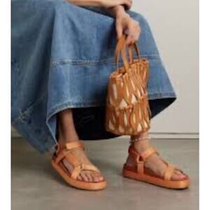 Ulla Johnson Women’s Astra Sport Satin Sandal Round Toe Orange Size 37 NWOT